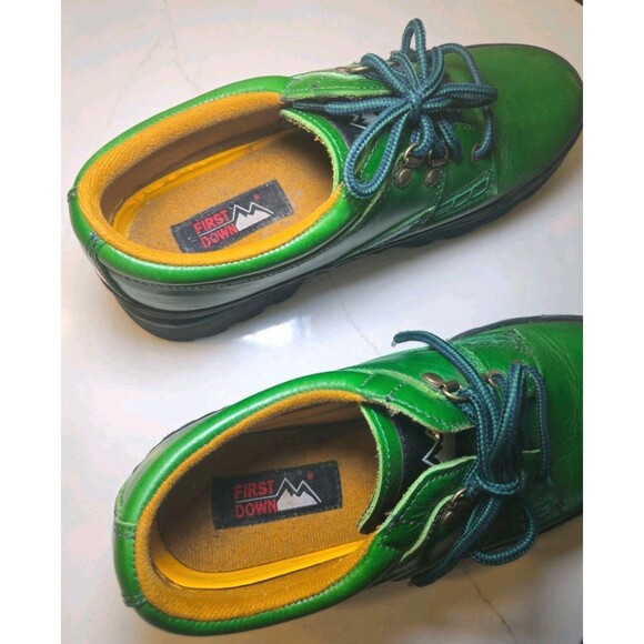 Rare Iconic First Down 90\'s lace up Chukka/Low top Lug Boots,  Green main image 8